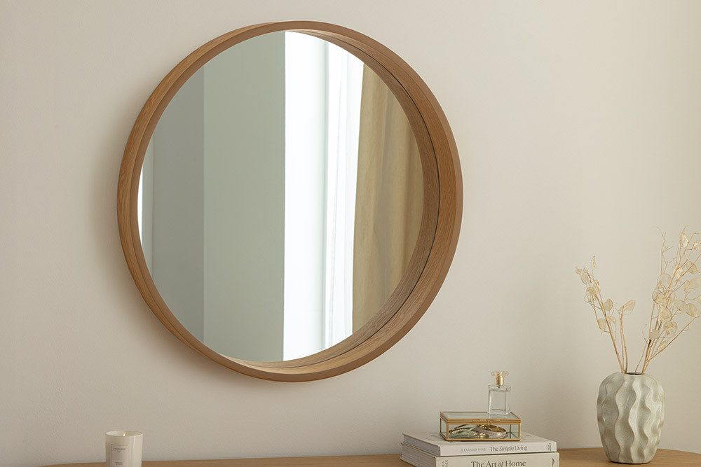 riess-ambiente Wandspiegel PORTRAIT Ø70cm braun - Eichenholz-Design, rund, Accessoire, Flur (Einzelartikel, 1-St), dekorativer Spiegel mit Rahmen – ideal für Wohn- oder Schlafzimmer