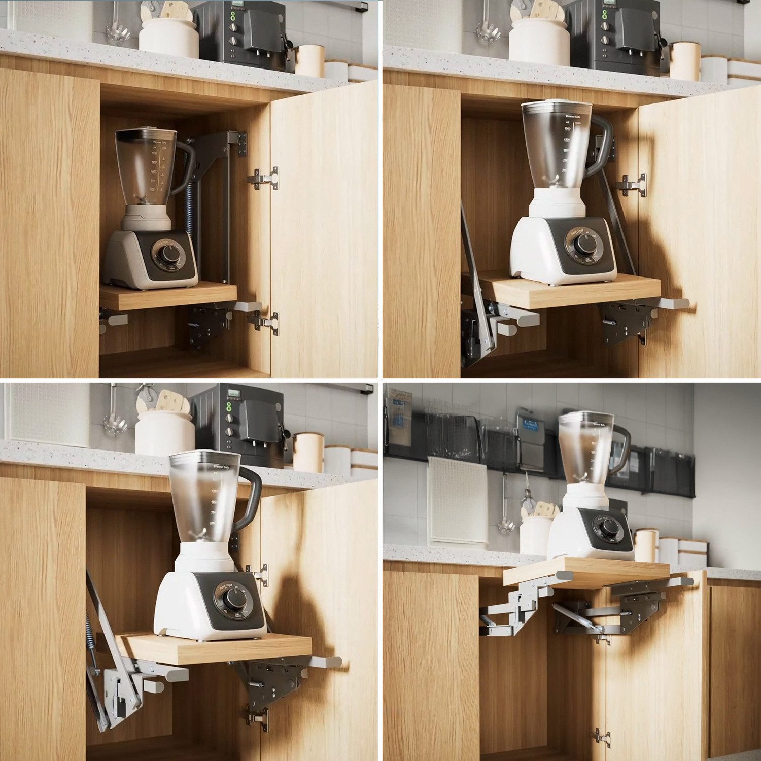 Maclean Schrankaufsatz MC-497 Lift ausziehbares Einbau-Küchenregal, Schrankauszug Küchenlift bis zu 20kg Federn