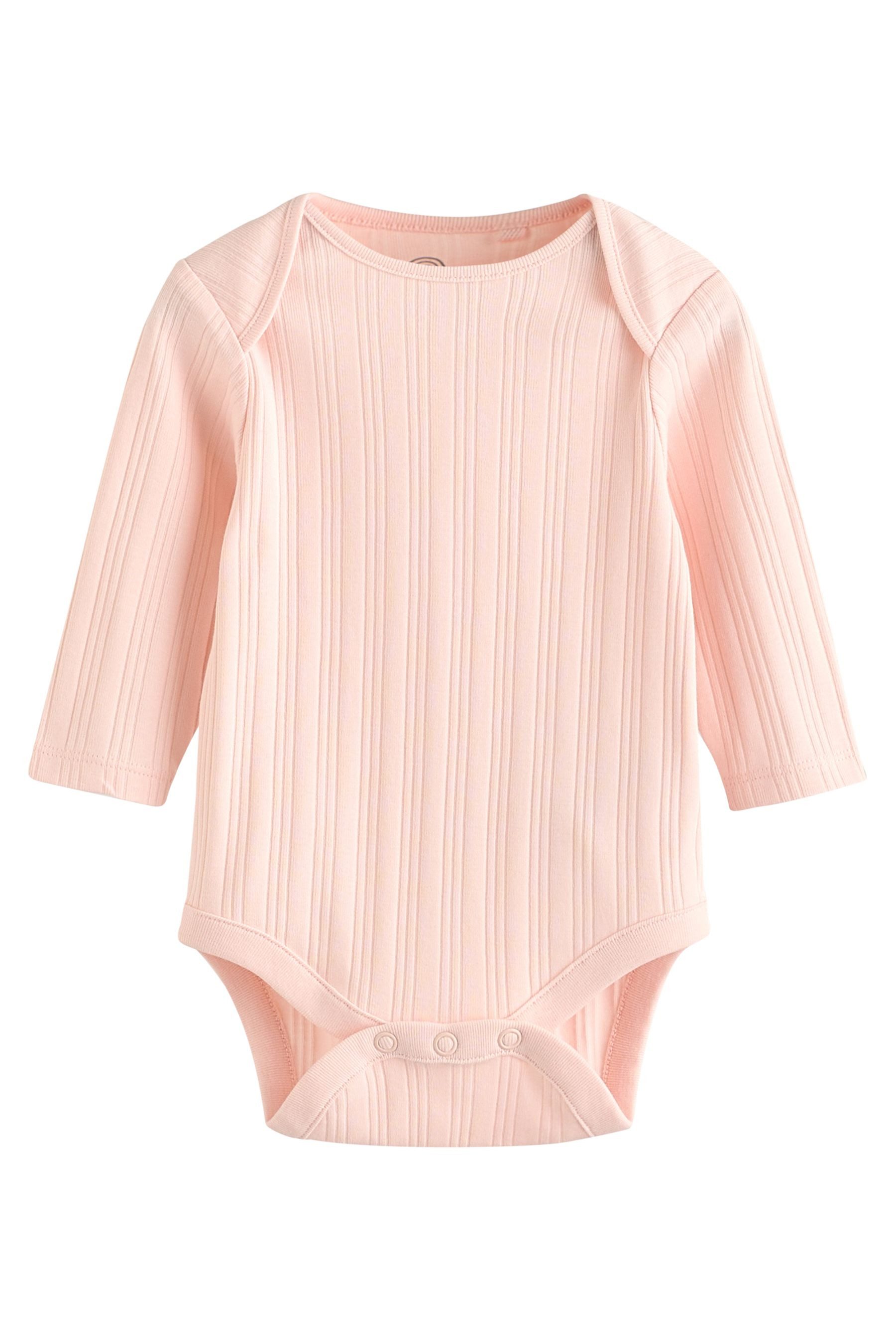 Next Langarmbody Gerippte Langarm-Babybodys 100 % Baumwolle, 5 Stk. (5-tlg)
