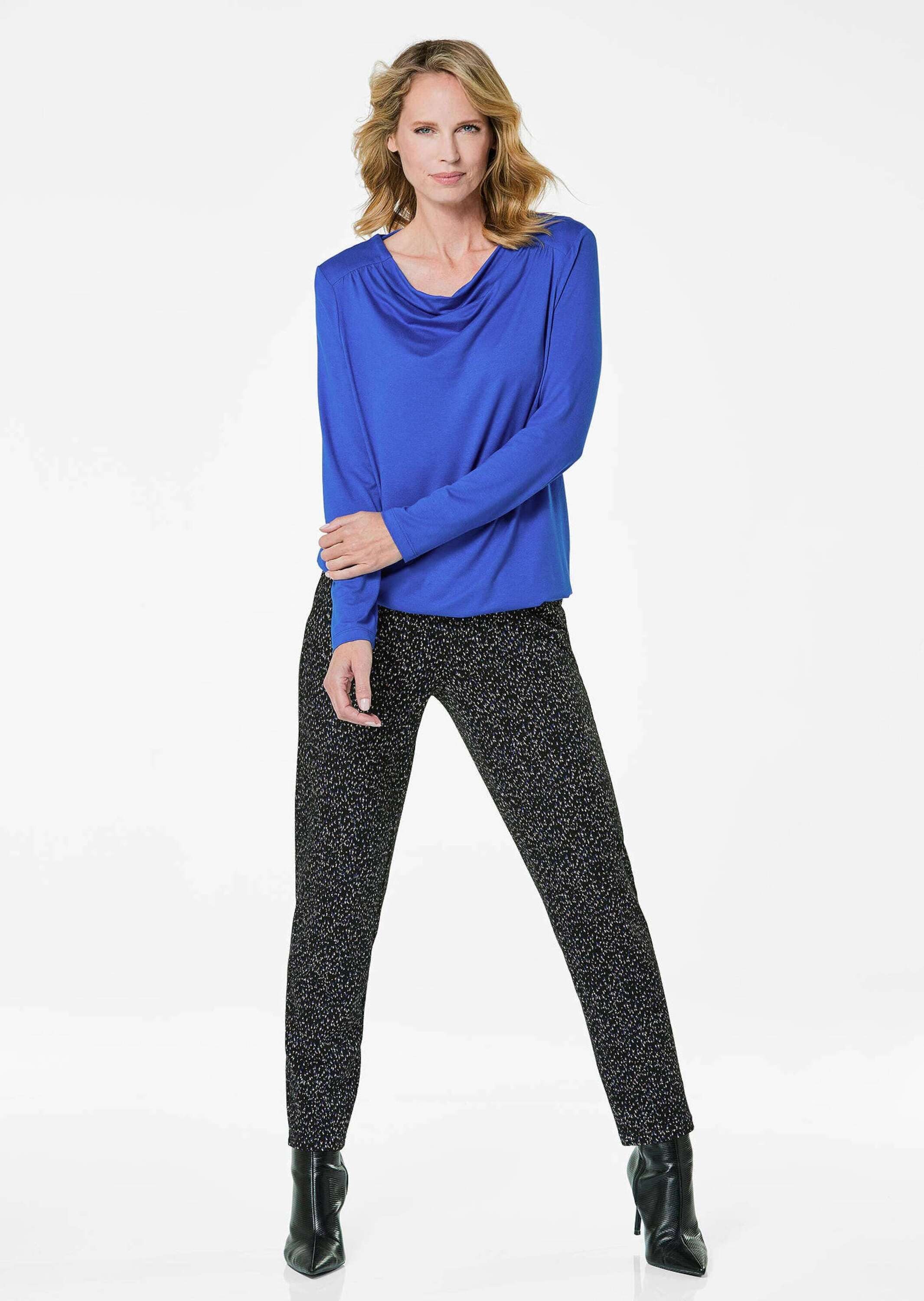 GOLDNER T-Shirt Langarmshirt mit Wasserfallausschnitt Stretchshirt mit Gumm günstig online kaufen