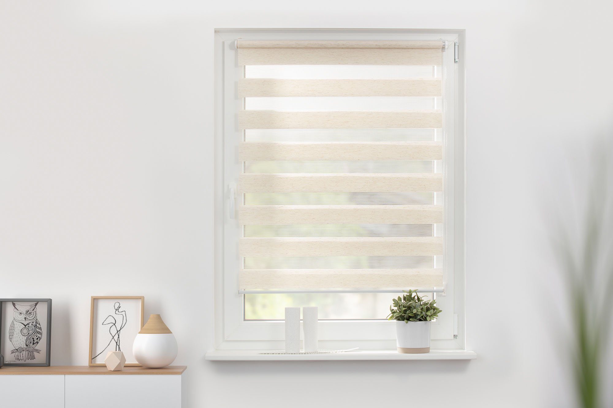 Doppelrollo Duo Rollo Klemmfix, LICHTBLICK ORIGINAL, Lichtschutz, ohne Bohren, freihängend, Klemmfix, Seitenzugrollo, Montage mit beiliegendem, verstellbarem Klemmträger