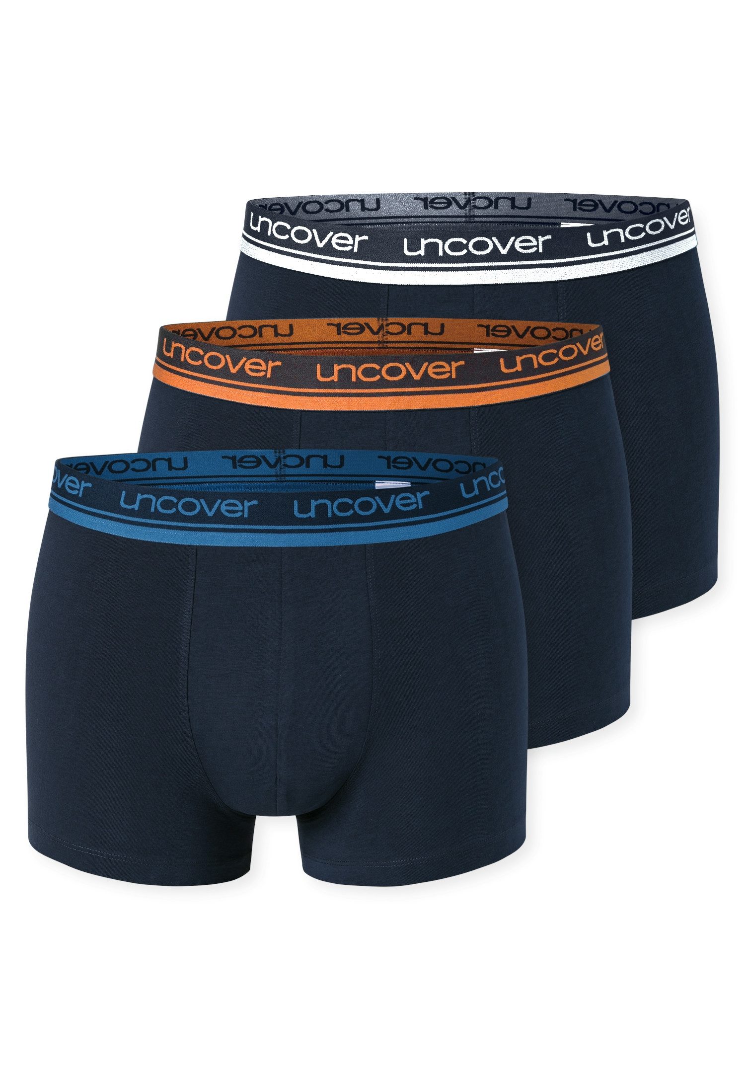 uncover by SCHIESSER Boxer Uncover Cotton (2er Pack) ohne Eingriff, Logo-Bund, elastisch, Single Jersey-Qualität