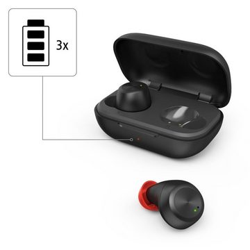 Hama Bluetooth-Kopfhörer True Wireless In-Ear Sprachsteuerung Bluetooth-Kopfhörer (Freisprechfunktion, Sprachsteuerung, True Wireless, integrierte Steuerung für Anrufe und Musik, kompatibel mit Siri, Google Now, Google Assistant, Siri, A2DP Bluetooth, AVRCP Bluetooth, HFP, ultraleicht, IPX 4 Spritzwasserschutz, für Sport und Alltag, Ladebox)