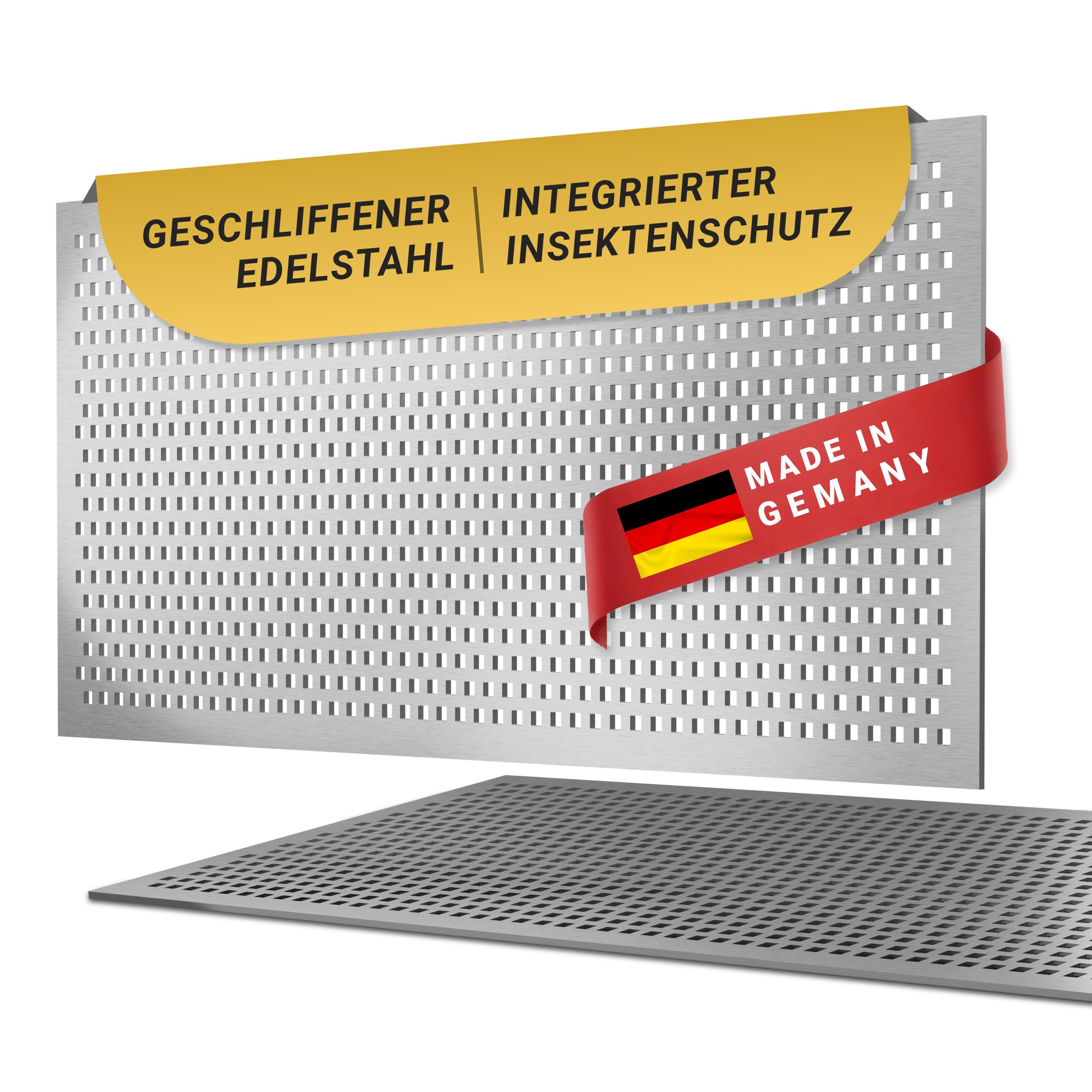 DeinLichtschacht Lichtschachtabdeckung Edelstahl mit Insektenschutz - in verschiedenen Größen und Muster, (Rostfrei, Begehbar & Langlebig), Perfekt für jeden Kellerschacht