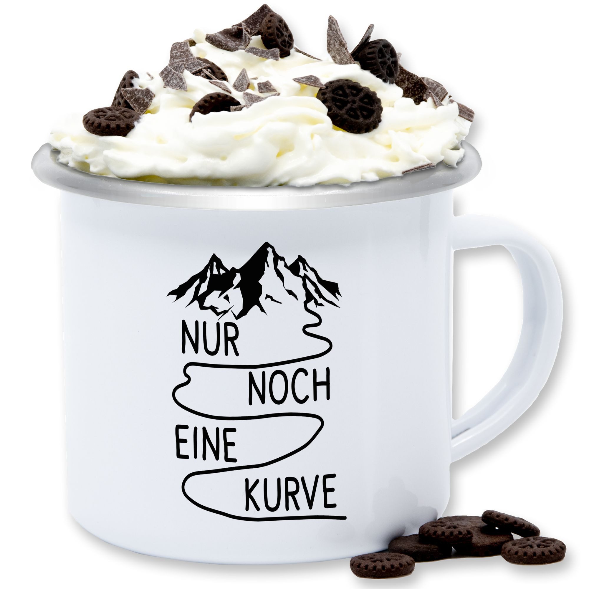 Shirtracer Tasse Nur noch eine Kurve, Stahlblech, Wandern