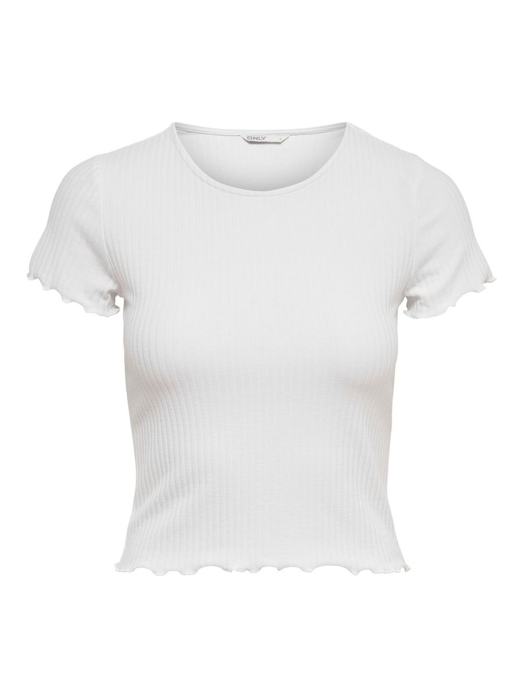 ONLY T-Shirt Gerippt Cropped Kurzes Rundhals Bauchfrei ONLEMMA (1-tlg) ONLEMMA S/S SHORT TOP NOOS JRS. € 14,99