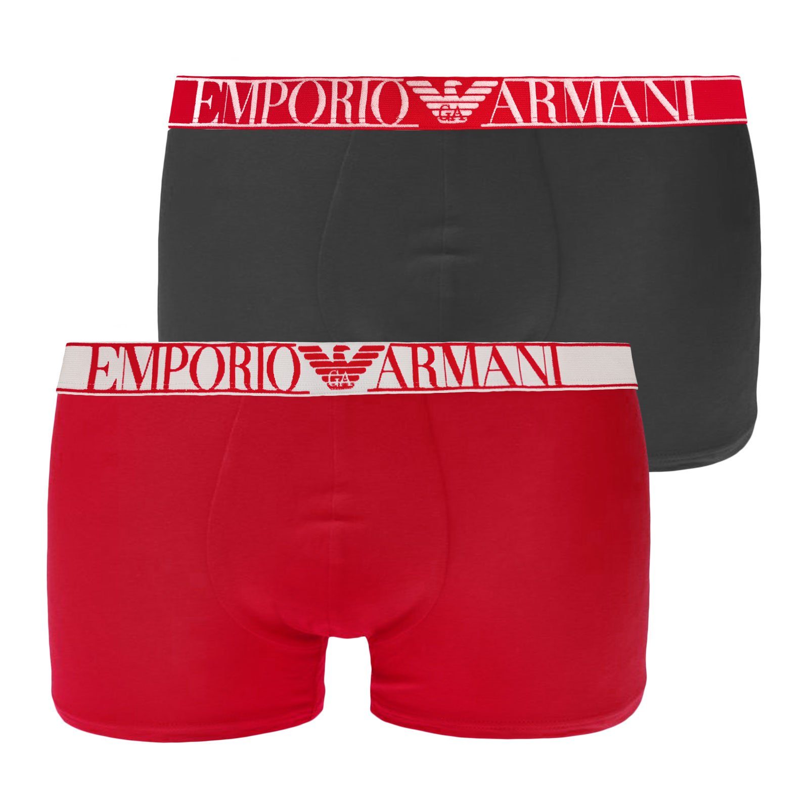 Emporio Armani Trunk 2er Pack Trunk Cotton Stretch (2-St., 2er Pack) mit großem Markenschriftzug im Bund 36874 fire / anthracite