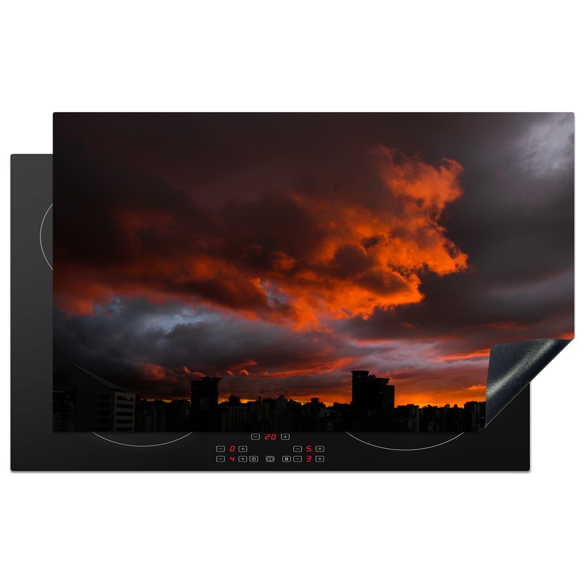 MuchoWow Herdblende-/Abdeckplatte Sonnenuntergang über Belo Horizonte in Brasilien, Vinyl, (1 tlg), 83x51 cm, Ceranfeldabdeckung, Arbeitsplatte für küche