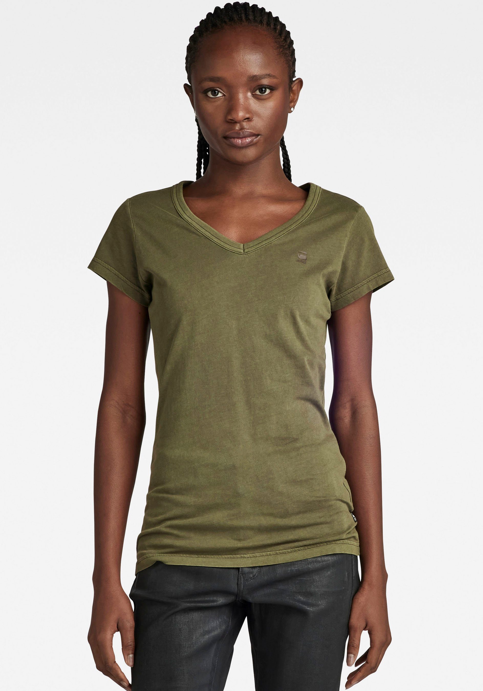 G-Star RAW V-Shirt Eyben Slim Top mit kleinem G-Star RAW Logoprint auf der Brust