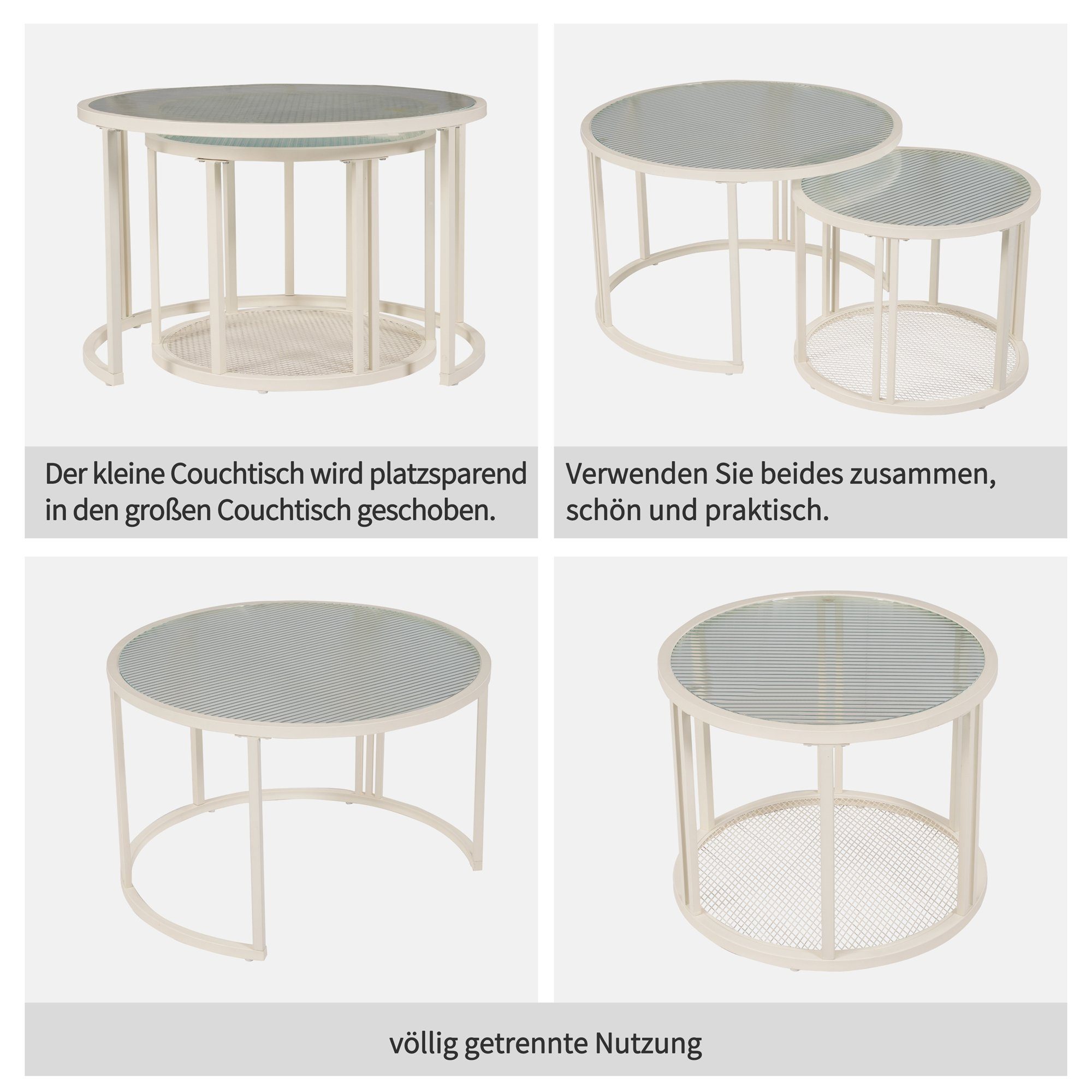 GLIESE Couchtisch 2er Set (2-St) Runde