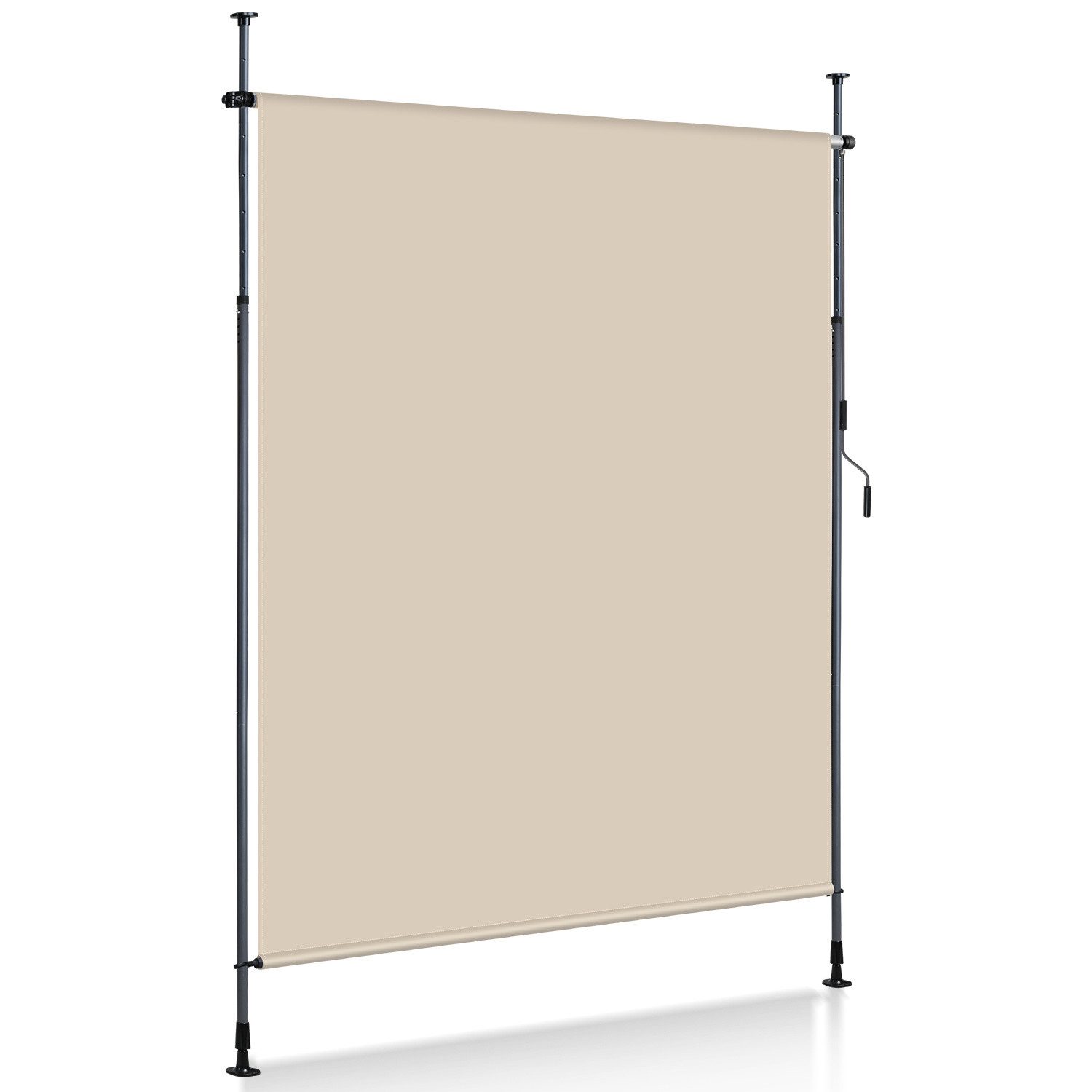 Clanmacy Senkrechtmarkise Klemmmarkise Außenrollo Balkon Sichtschutz Sonnenschutz mit Handkurbel ohne Bohren; mit Handkurbel; 120/150/200 x 270 cm