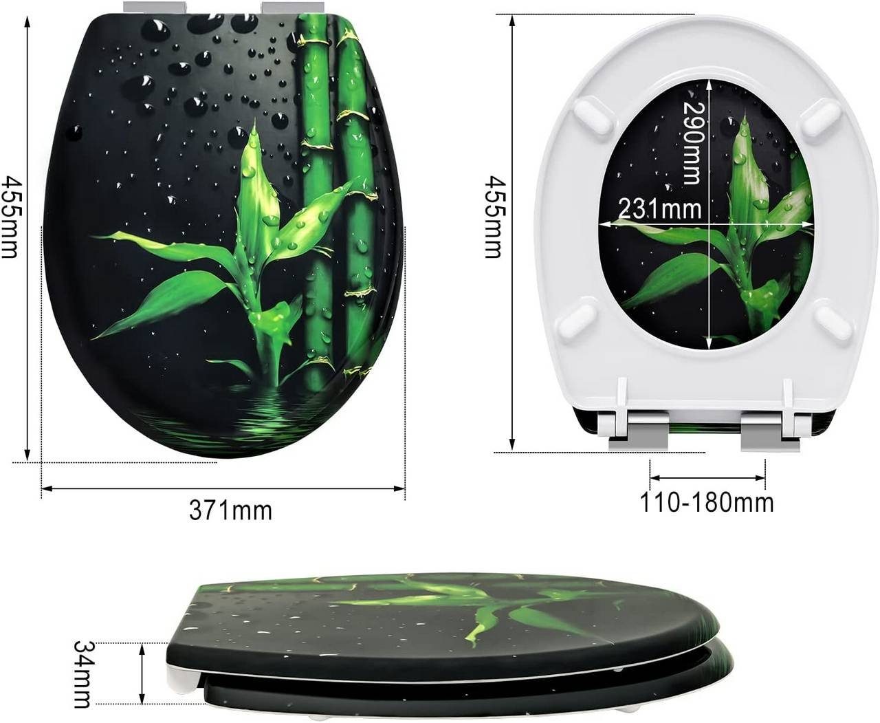 Woltu WC-Sitz (1-St), mit Abesenkautomatik, aus Duroplast, Deco Design
