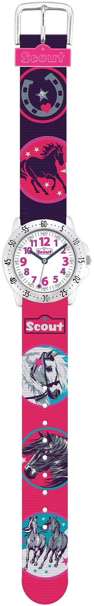 Scout Quarzuhr Geschenk Pferdemotiv, ideal 280378015, Pferdeuhr, Achtion auch als Girls, Lernuhr