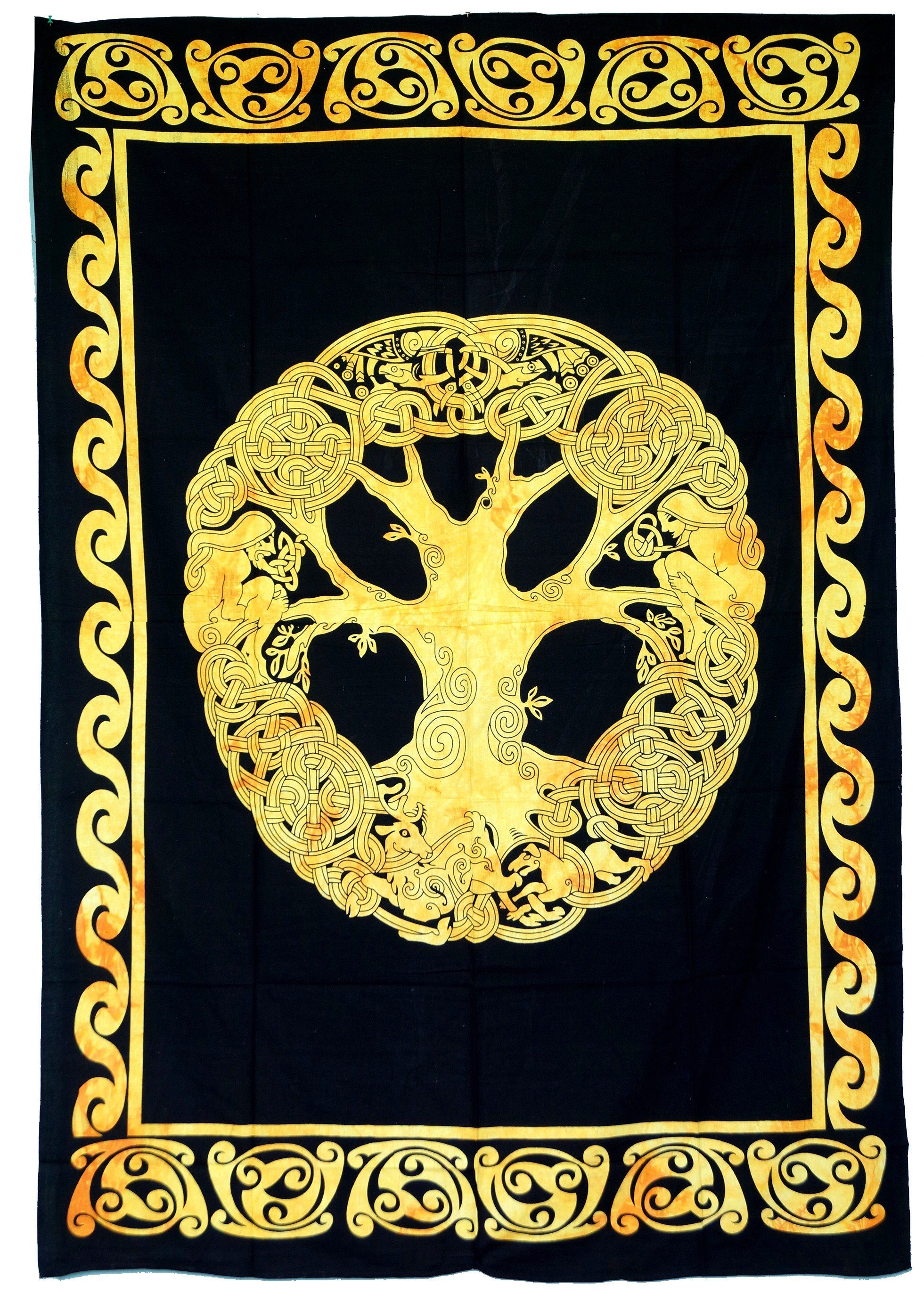 goldgelb Tree Boho-Style Tagesdecke indische of -.., / Wandbehang, Life Guru-Shop Tagesdecke