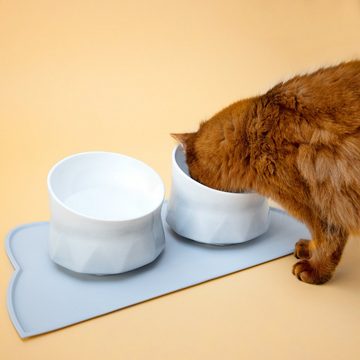 Navaris Futternapf, Keramik, Fressnapf Futternapf Set aus Keramik - 2x Hundenapf Katzennapf Futterschale mit Unterlage aus Silikon - Fressnäpfe für Hunde und Katzen