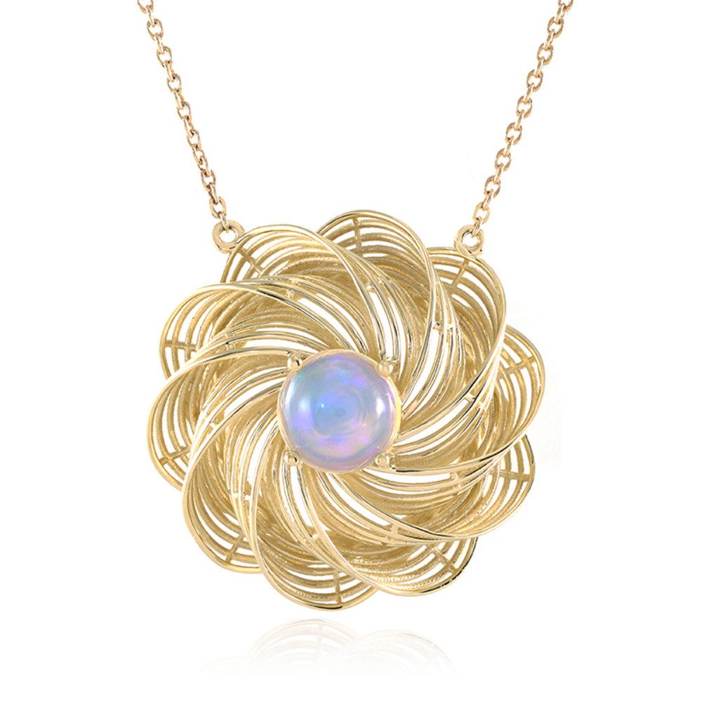 Cavill Goldkette 0,765 ct Welo-Opal Goldcollier 9K Gelbgold, Blume, 45,5 cm günstig online kaufen