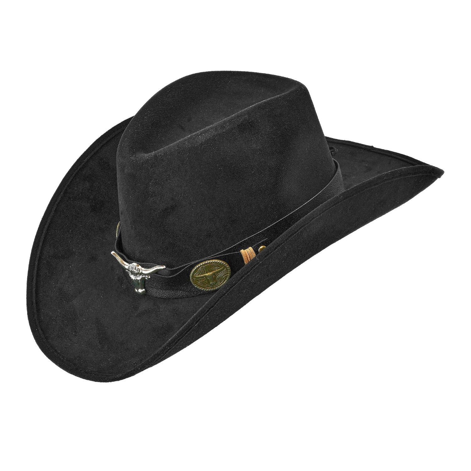 Widmann S.r.l. Cowboy-Kostüm Cowboyhut Dallas Wildlederoptik, Schwarz