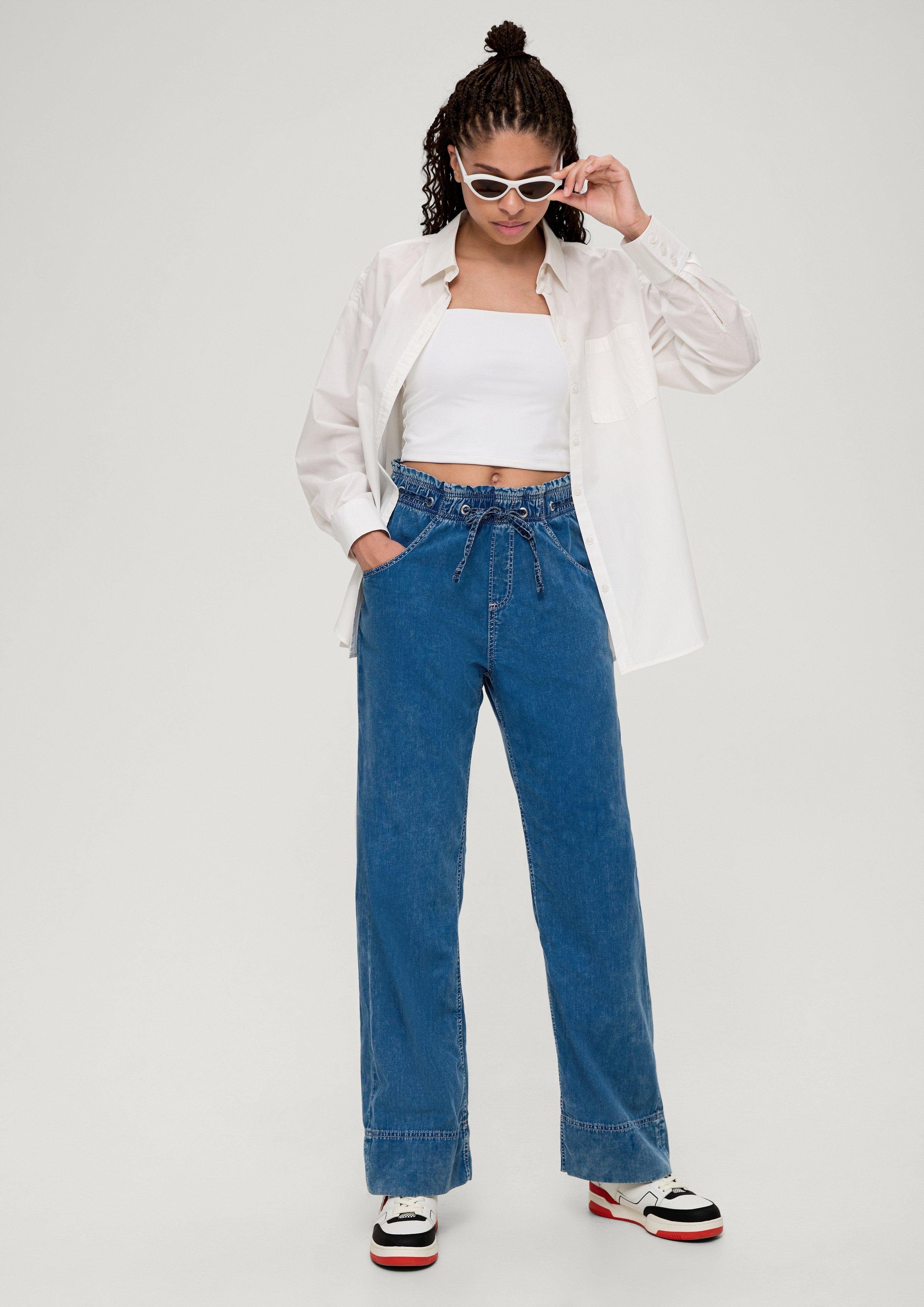 Stoffhose Jeans Fit Wide Catie Mid / / / Slim Rise Waschung QS Leg