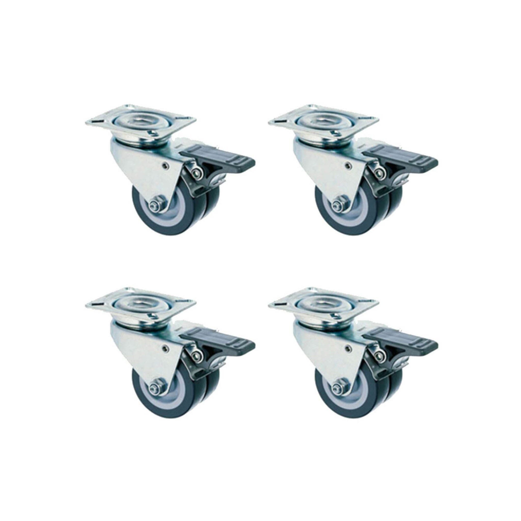bene living Möbelrolle 4er Set Strandkorbrollen mit Feststeller, (Strandkorb-Zubehör, 4-St., 4er Set Strandkorb-Doppellenkrollen), mit Feststeller - inkl. Schrauben