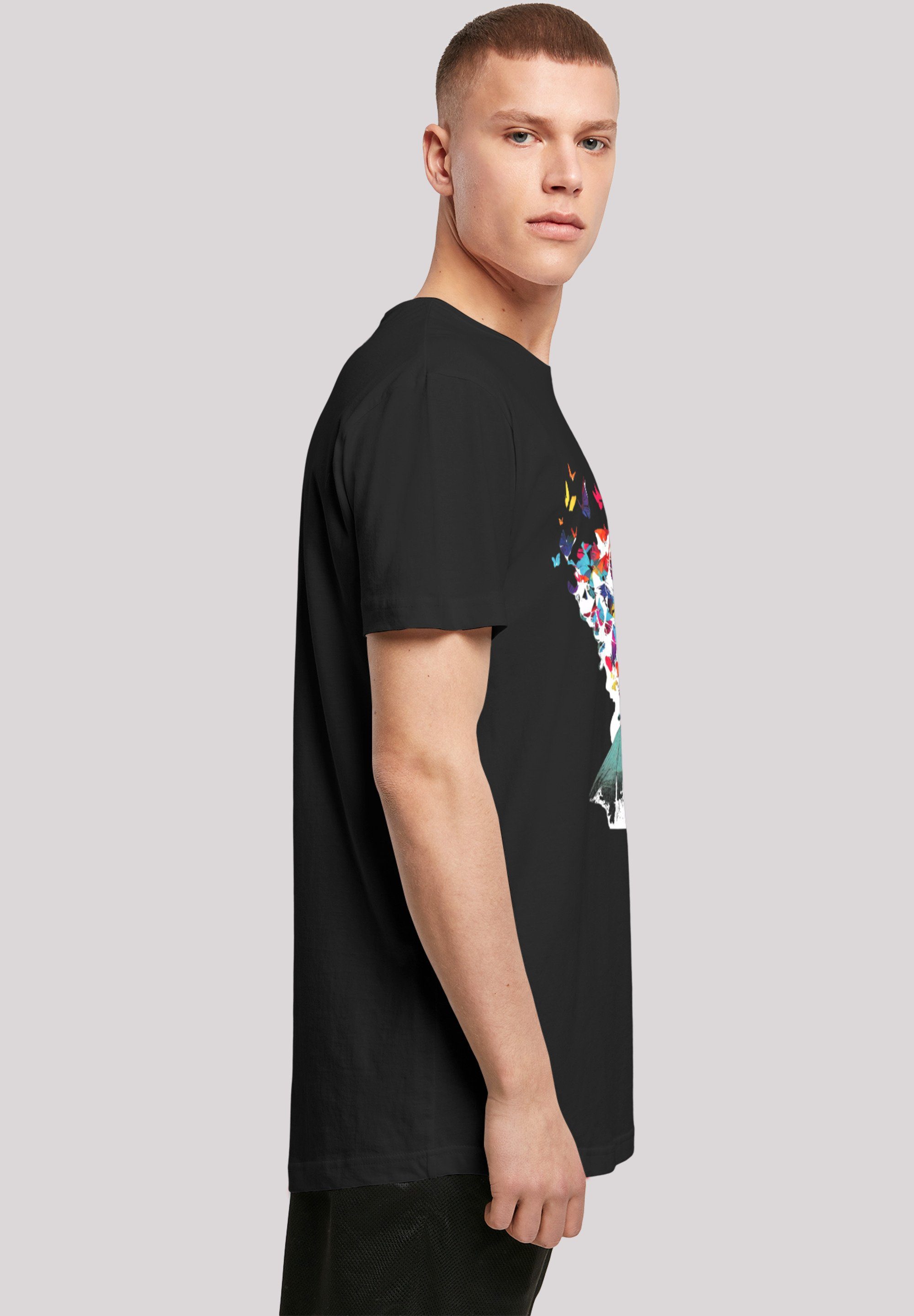 TEE Schmetterling schwarz Silhouette LONG Print F4NT4STIC T-Shirt