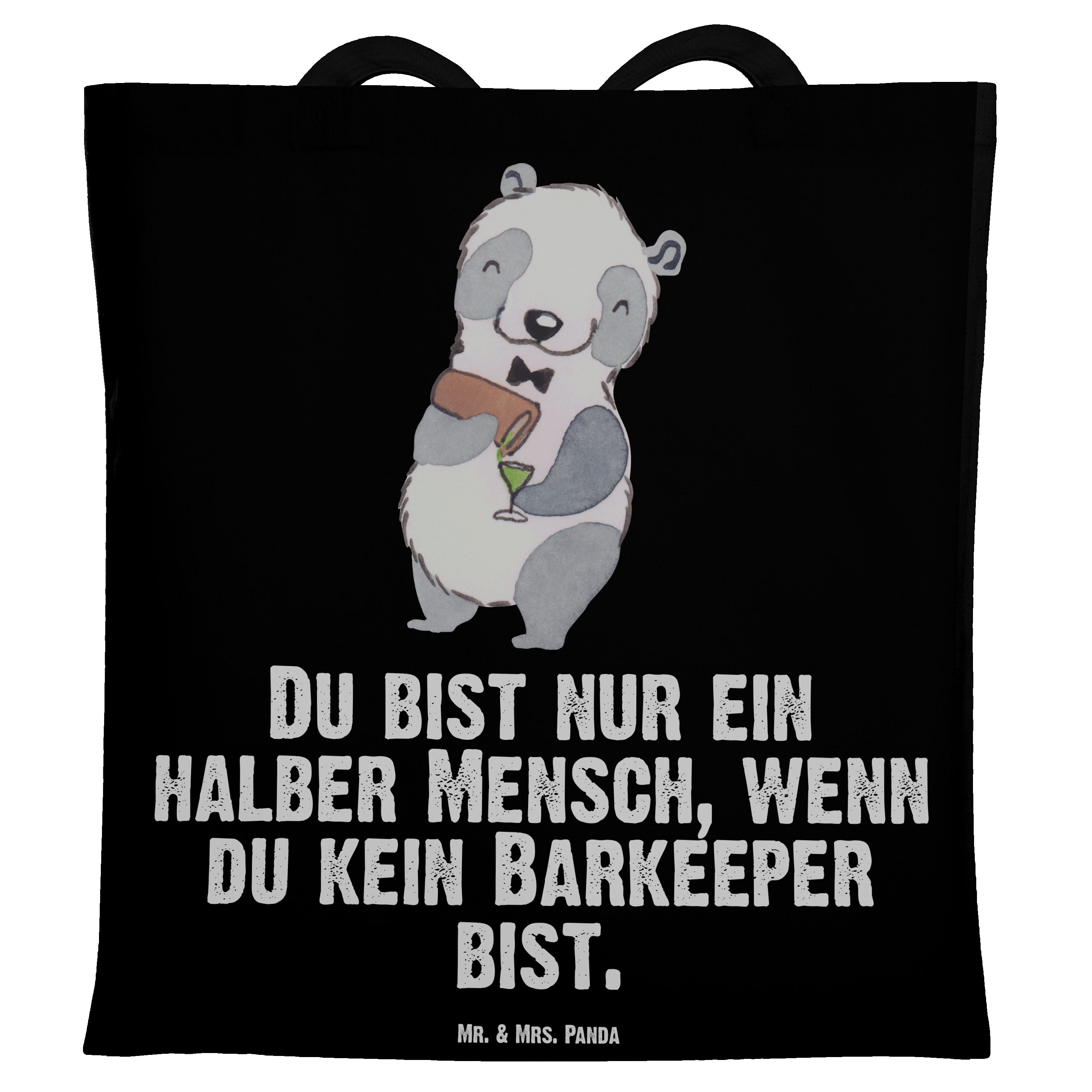 Barmann, Tragetasche Herz Geschenk, Mr. Barkeeper (1-tlg) - Schwarz Panda Mrs. cocktail, Beuteltas & mit -