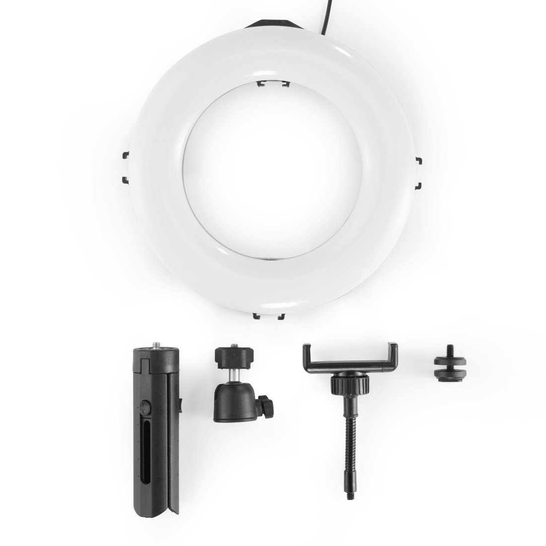 Hama Ringlicht LED Ringleuchte mit Stativ für Handy, Webcam, Mikrofon, Videokonferenz – Bild 5 von 5
