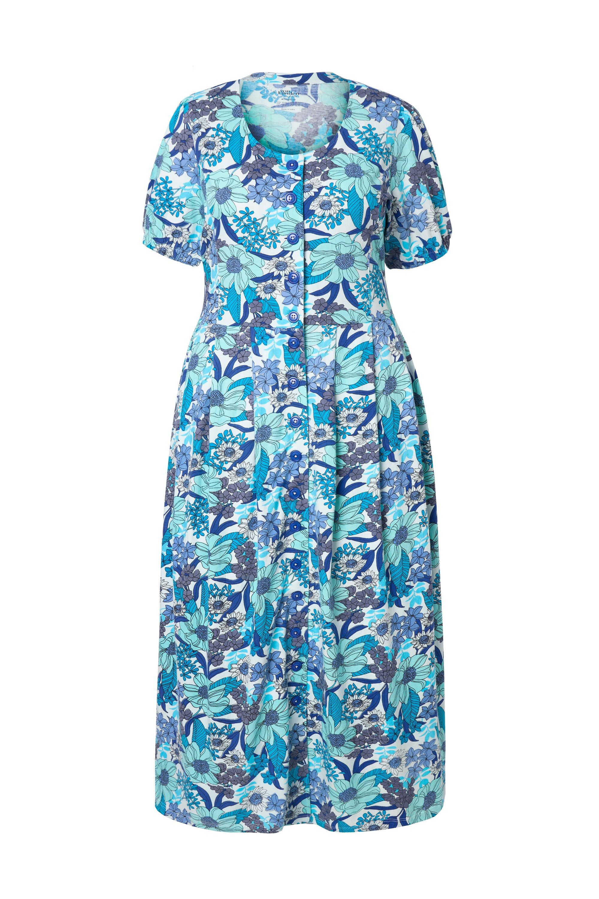 Ulla Popken Dirndl Jersey-Maxikleid Blüten Rundhals Halbarm – Bild 2 von 4