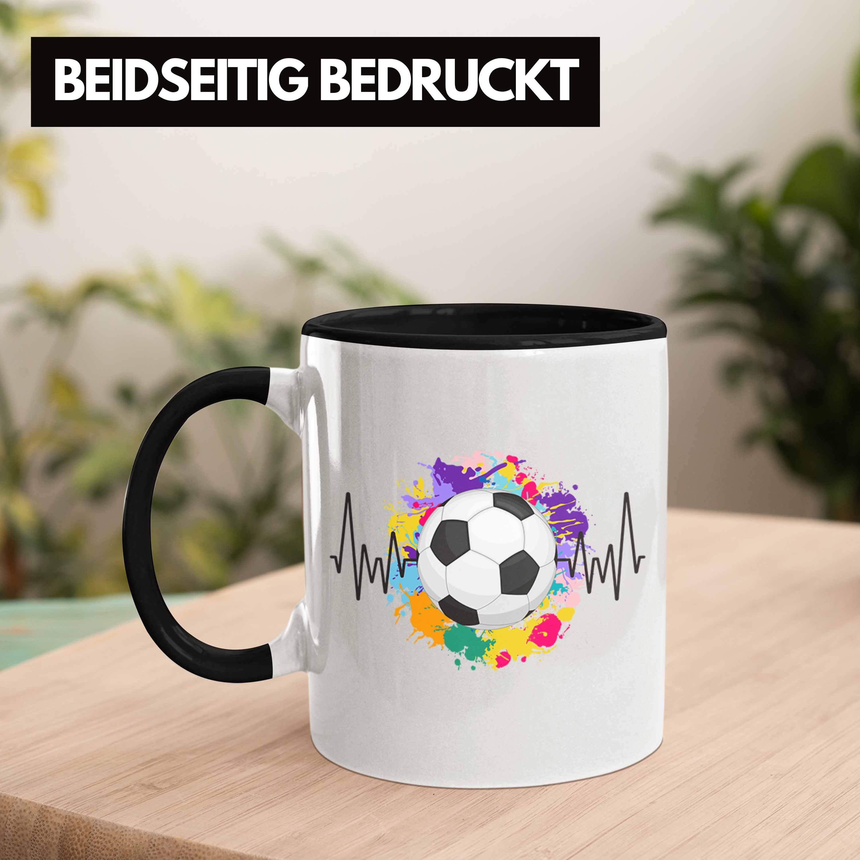 Schwarz Tasse Geschenk Fußball Herzschlag - Tr Spieler Trendation Tasse Trendation für Fussball