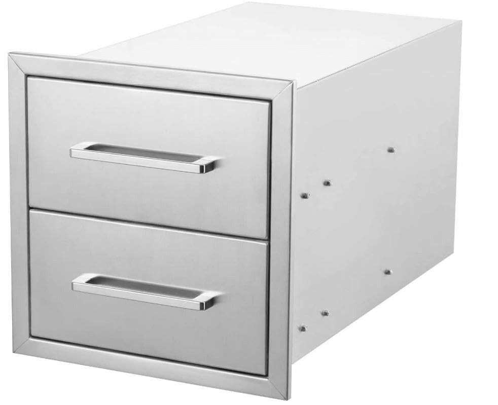 GarveeMore Werkzeugschrank Edelstahl‑Außenküchen‑Schublade 1‑Ebene 76,2x16,5x58 4 cm für BBQ‑Insel, Extra breites Innenprofil für lange BBQ‑Werkzeuge