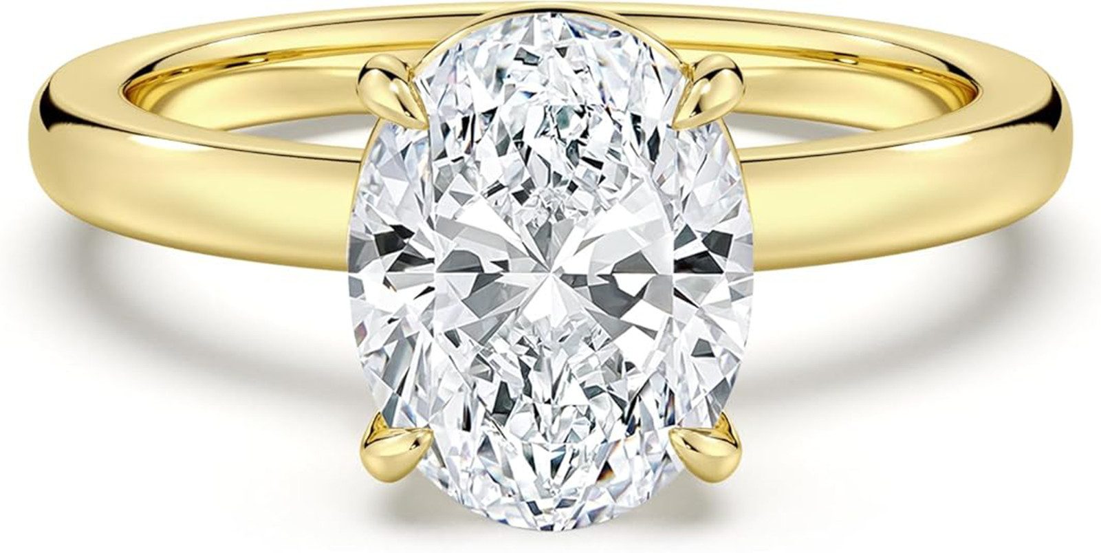 Jumpeak Diamantring Ring mit ovalem Diamanten, Solitärring, 2 Karat, D, VS1,585er Gold, Geburtstagsgeschenk, Geschenk für sich selbst,Geschenke zum Jahrestag
