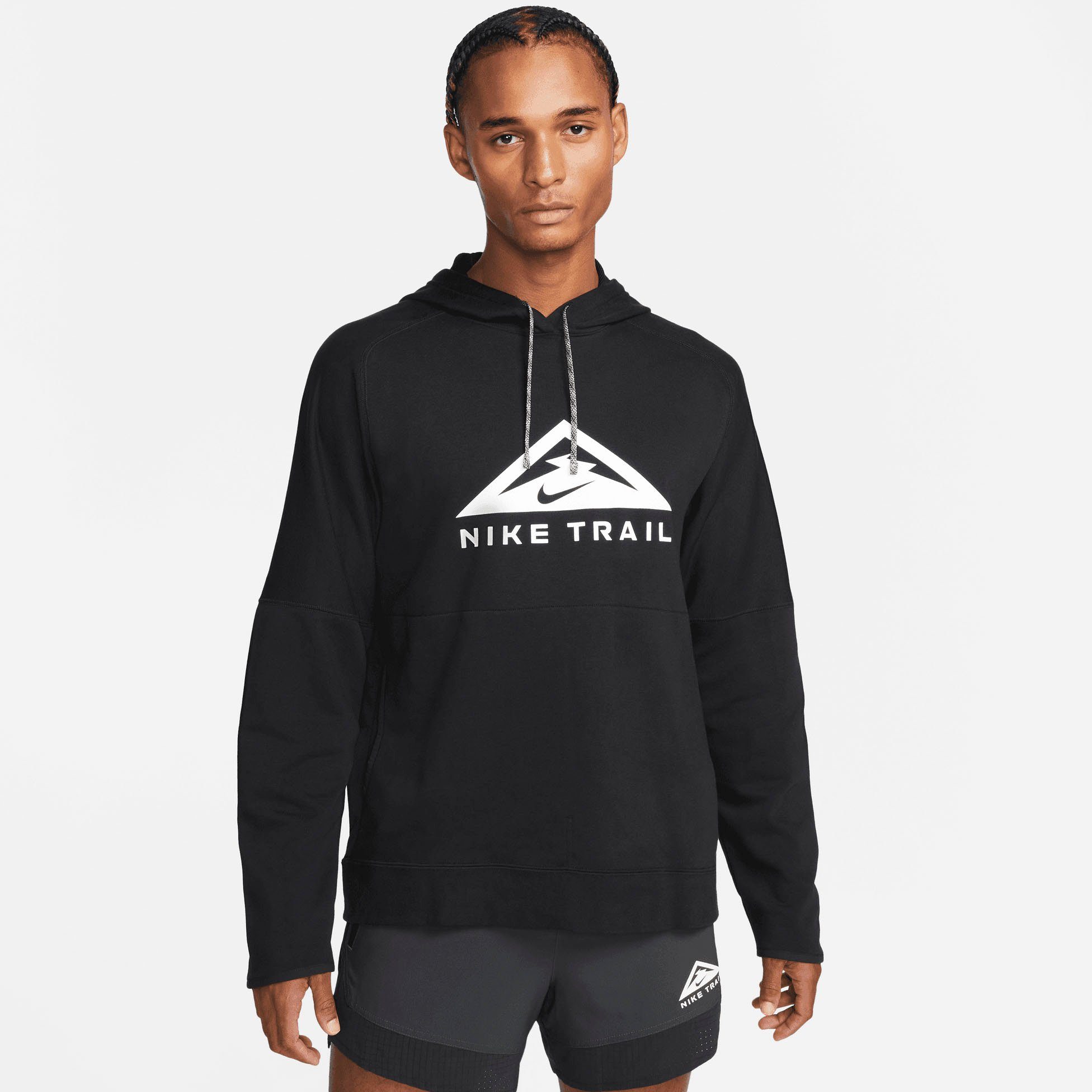 Nike Kapuzensweatshirt DRI-FIT TRAIL MAGIC HOUR MEN'S PULLOVER TRAIL RUNNING HOODIE BLACK/BLACK/WHITE
