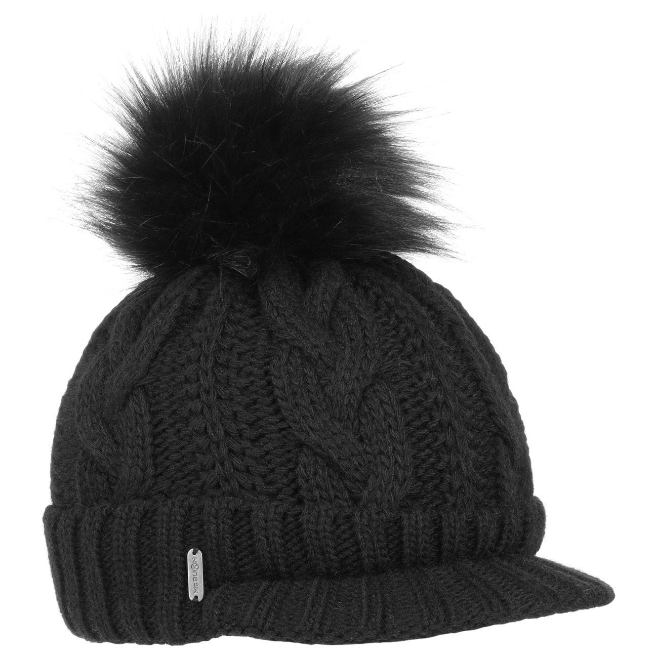 McBurn Bommelmütze (1-St) Beanie Schirm, mit in schwarz Italy Made