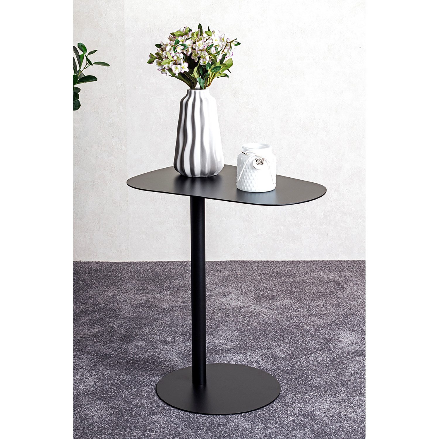 HAKU Beistelltisch Beistelltisch schwarz - Sofatisch Metall - B 53 x H 60 x T 38 cm (1xBeistelltisch, Dekotisch - kleiner Tisch), Beistelltisch aus Metall