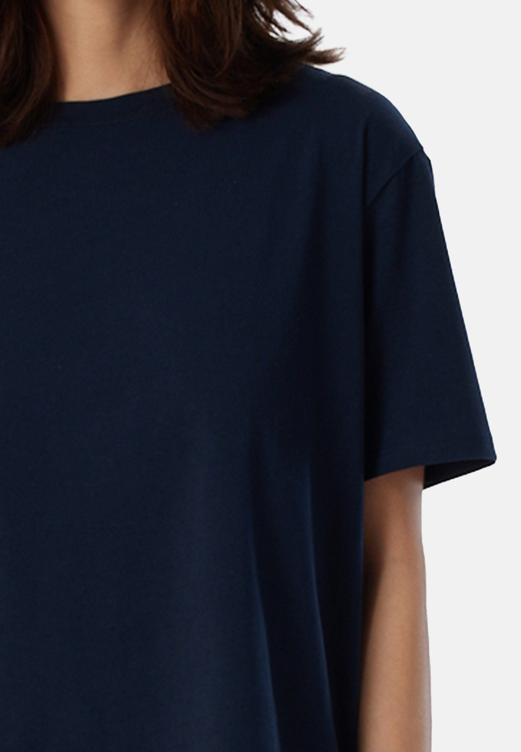 & Mix Baumwolle - (1-tlg) Schlafanzug Organic Cotton Shirt Dunkelblau kurzarm Pyjamaoberteil Schiesser Relax -