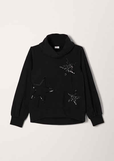 s.Oliver Sweatshirt »Sweatshirt mit Artwork« (1-tlg) Pailletten, Stickerei, Artwork