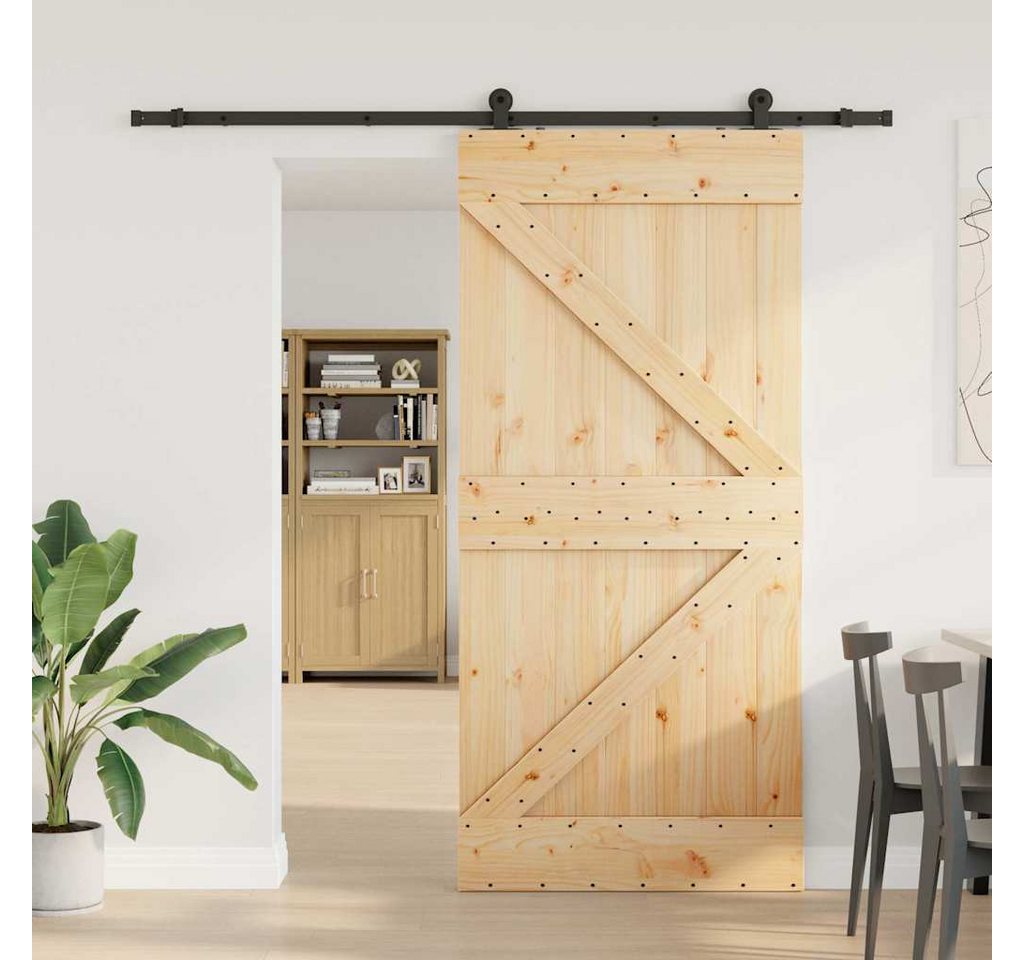 Thumbnail - vidaXL Schiebetür, Schiebetür mit Beschlag 80x210 cm Massivholz Kiefer