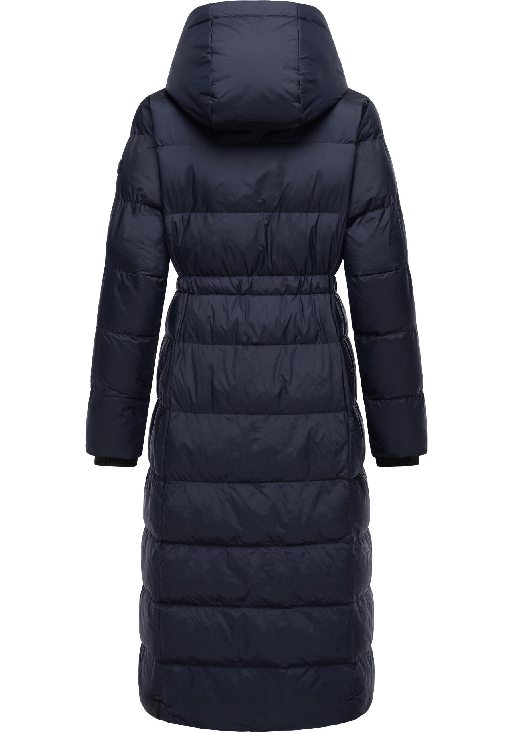 Ragwear Steppmantel Niara Long Gesteppter langer Damen Mantel mit Bindeband