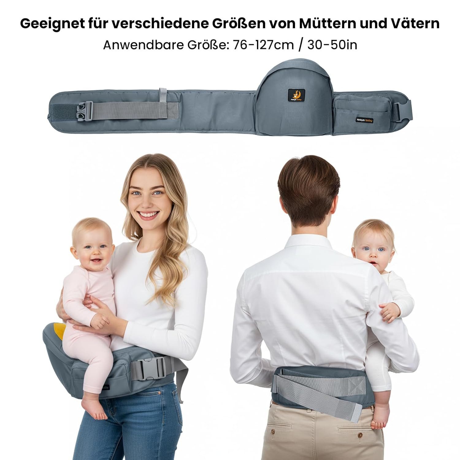 Youyijia Tragetasche Baby Hüftsitz Tragehilfe für Kinder 0-36 Monate – 4 Tragepositionen