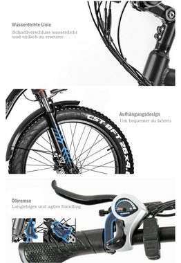 Fangqi E-Bike 26Zoll,Mountainbike,SHIMANO 5-Gang,750W/48V/17Ah,Farbinstrument, SHIMANO, Kettenschaltung, Heckmotor, (spar-set,Gepäckträger aus Stahl,hydraulische Bremsen,Ölstoßdämpfung, max 45km/h,IP65), Werkzeugsätze, Werkzeuge, Pumpen, Reifenreparaturwerkzeuge etc.