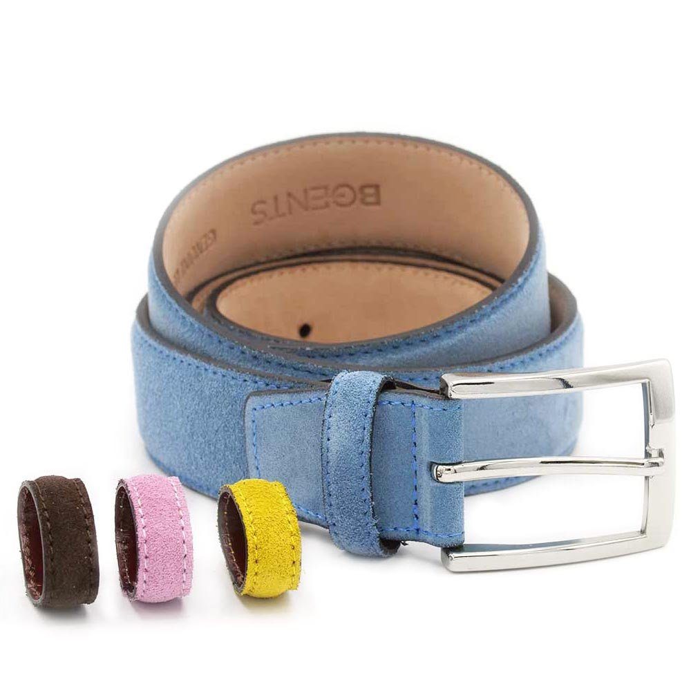 BGENTS Ledergürtel Veloursledergürtel mit Naht und drei kontrastfarbene Wechselschlaufen