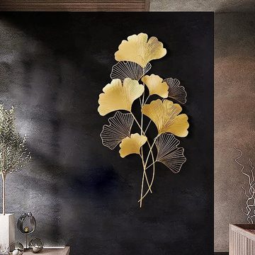 Vicbuy Wanddekoobjekt 3D Ginkgo Wanddekoration aus Metall, Ginkgo Blätter Wandskulptur (Schmiedeeisen Wandverzierung, Wanddeko, Wandkunst, Wandmalerei, für Wohnzimmer, Schlafzimmer, Esszimmer, Moderne Deko)