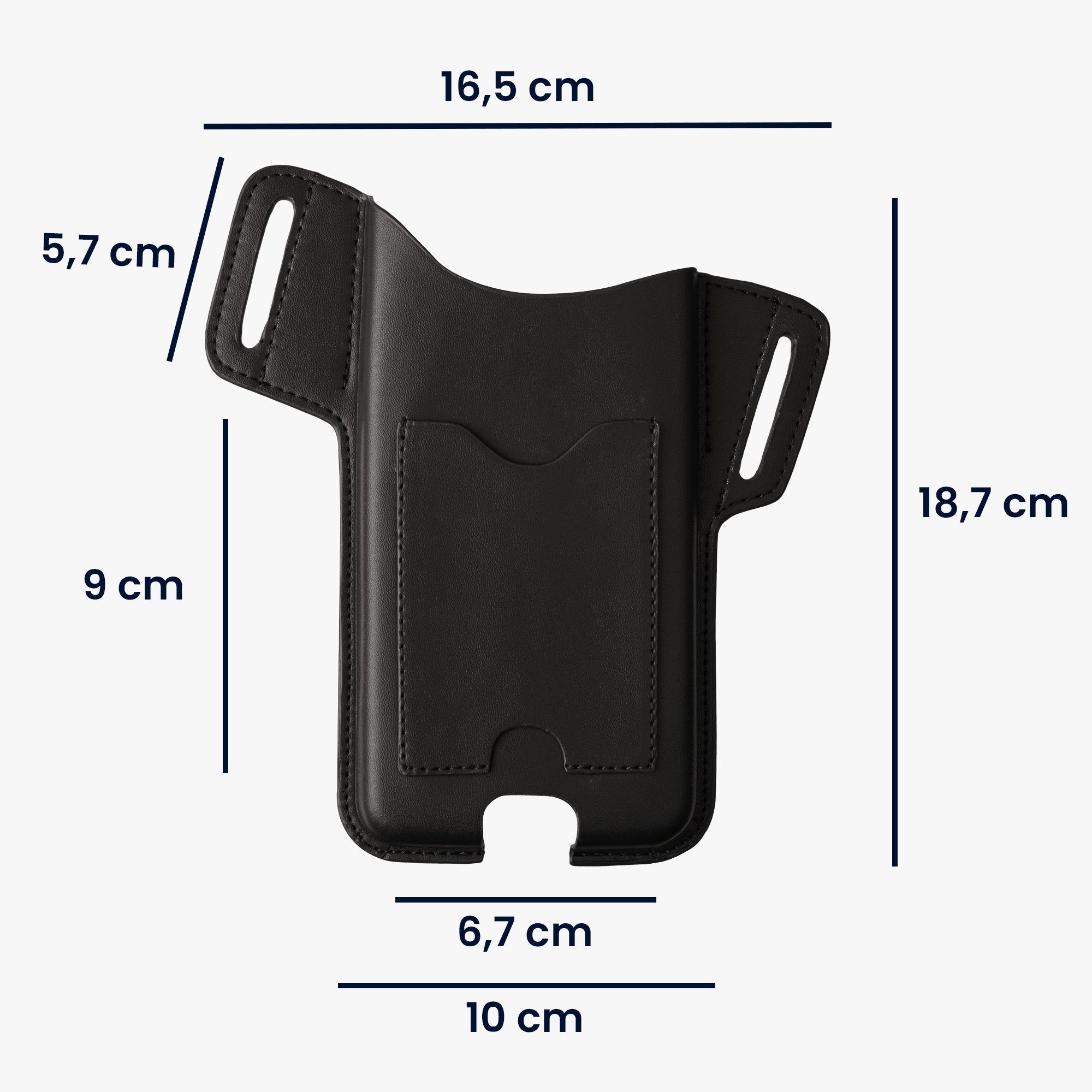 kwmobile Etui Gürteltasche Hülle für Handys mit Gürtelclip, 17,2 x 8,4 cm Kunstleder Gürtel Case mit Gürtelschlaufe - in Schwarz – Bild 5 von 5