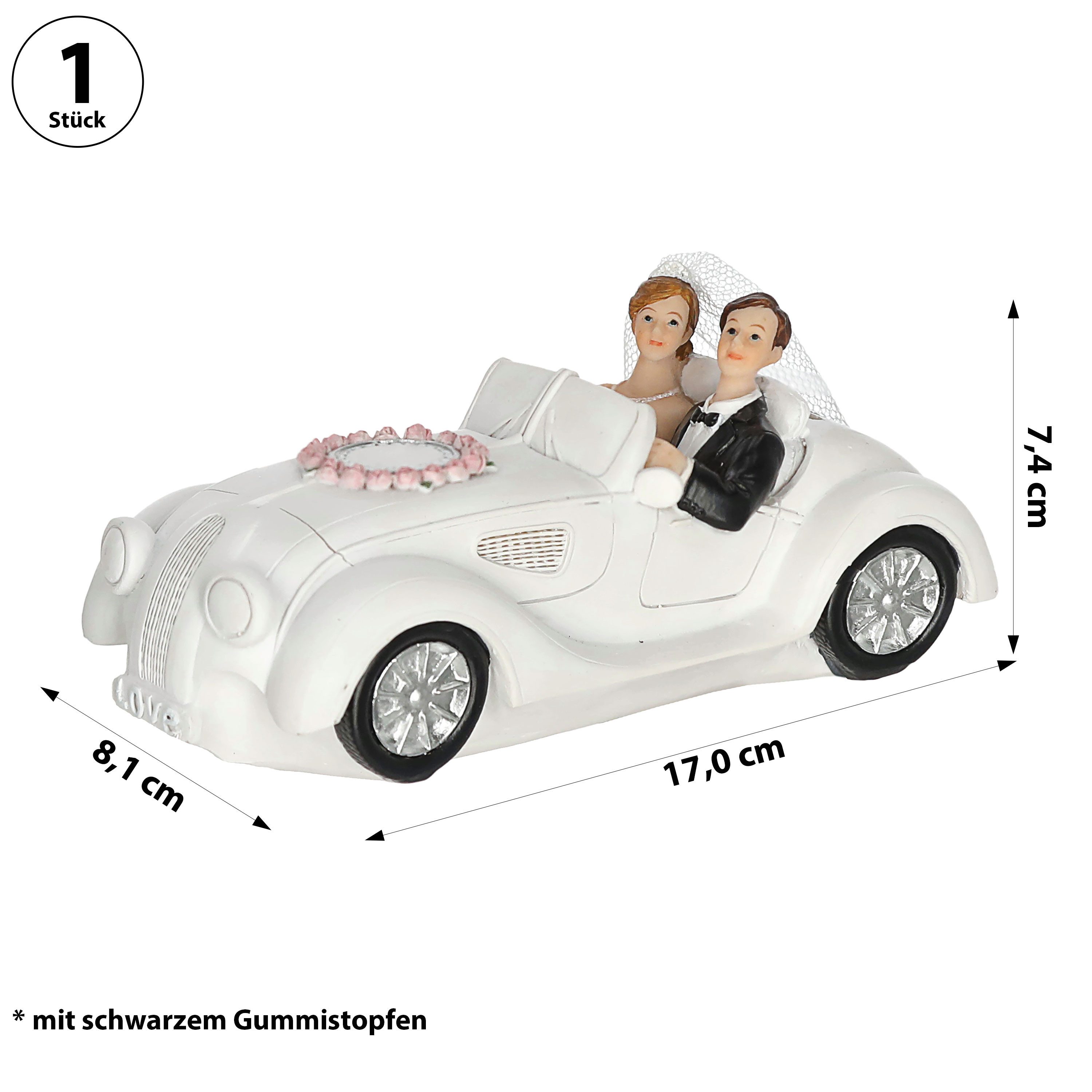 CEPEWA Spardose Spardose Brautpaar Cabrio 17x7,5x8cm Polyresin weiß Gummist günstig online kaufen