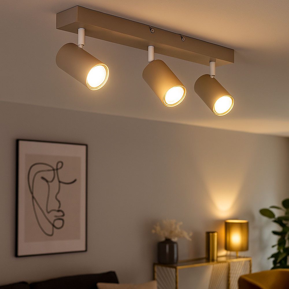 GLOBO LIGHTING Deckenleuchte, Leuchtmittel nicht inklusive, Deckenleuchte Deckenlampe Wohnzimmerlampe Metall sandfarben