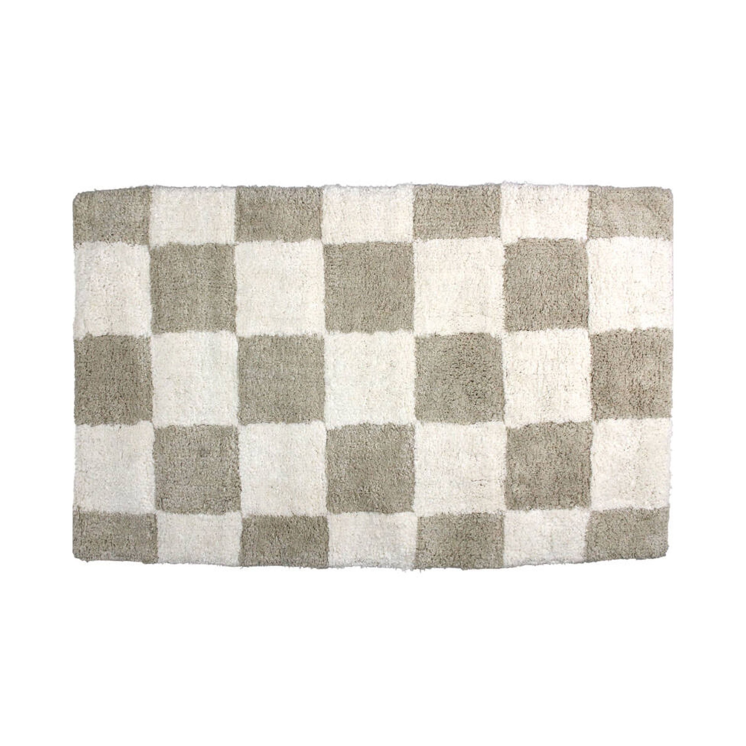 Kersten BV Badematte Badematte CHECKER taupe creme, 50x80cm, Höhe 1,5 mm, 100% Baumwolle