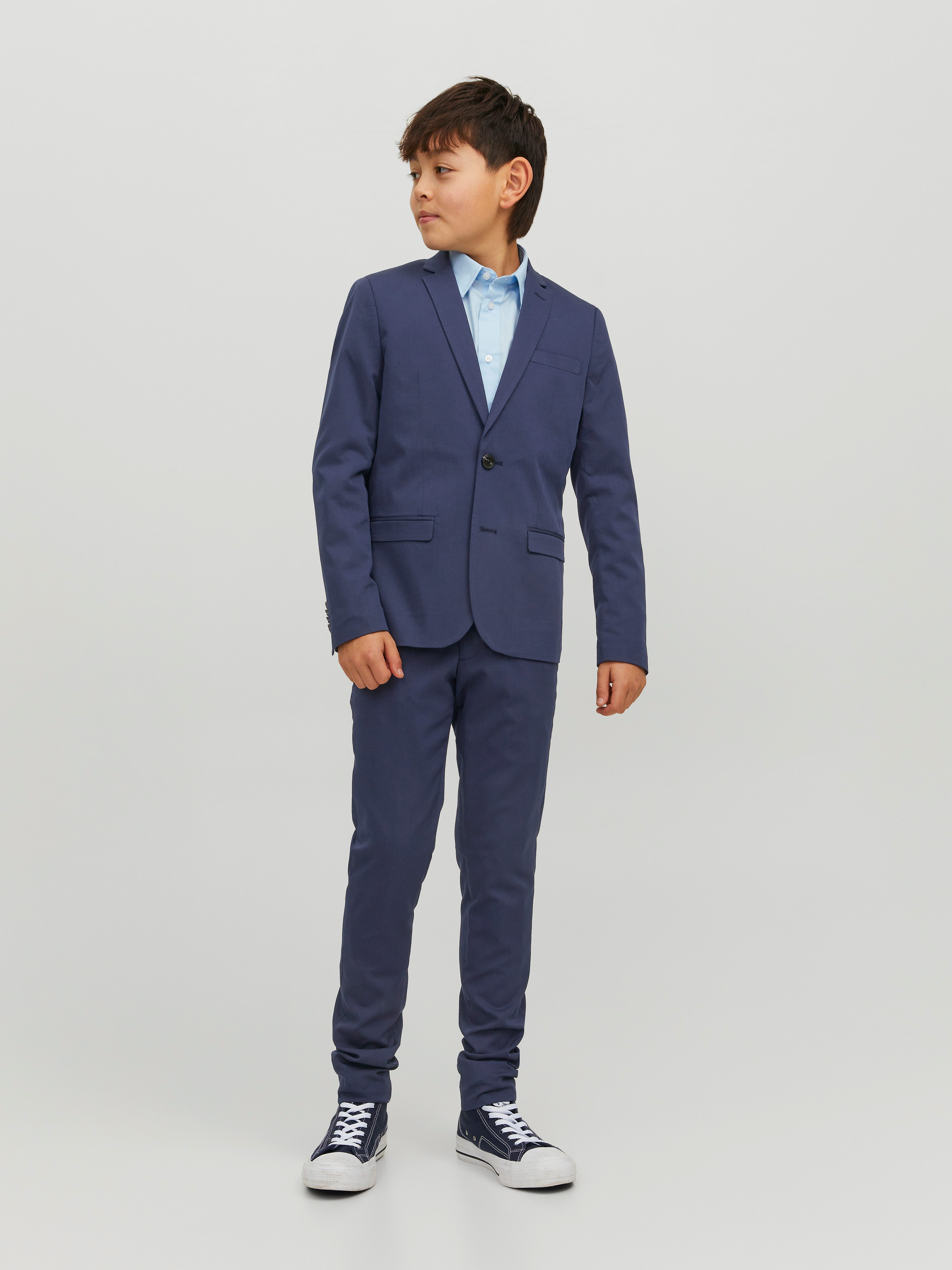 Jack & Jones Junior Sakko JPRSOLAR stylisch, elastisch, pflegeleicht unifarben, modisch, slim fit, Reverskragen