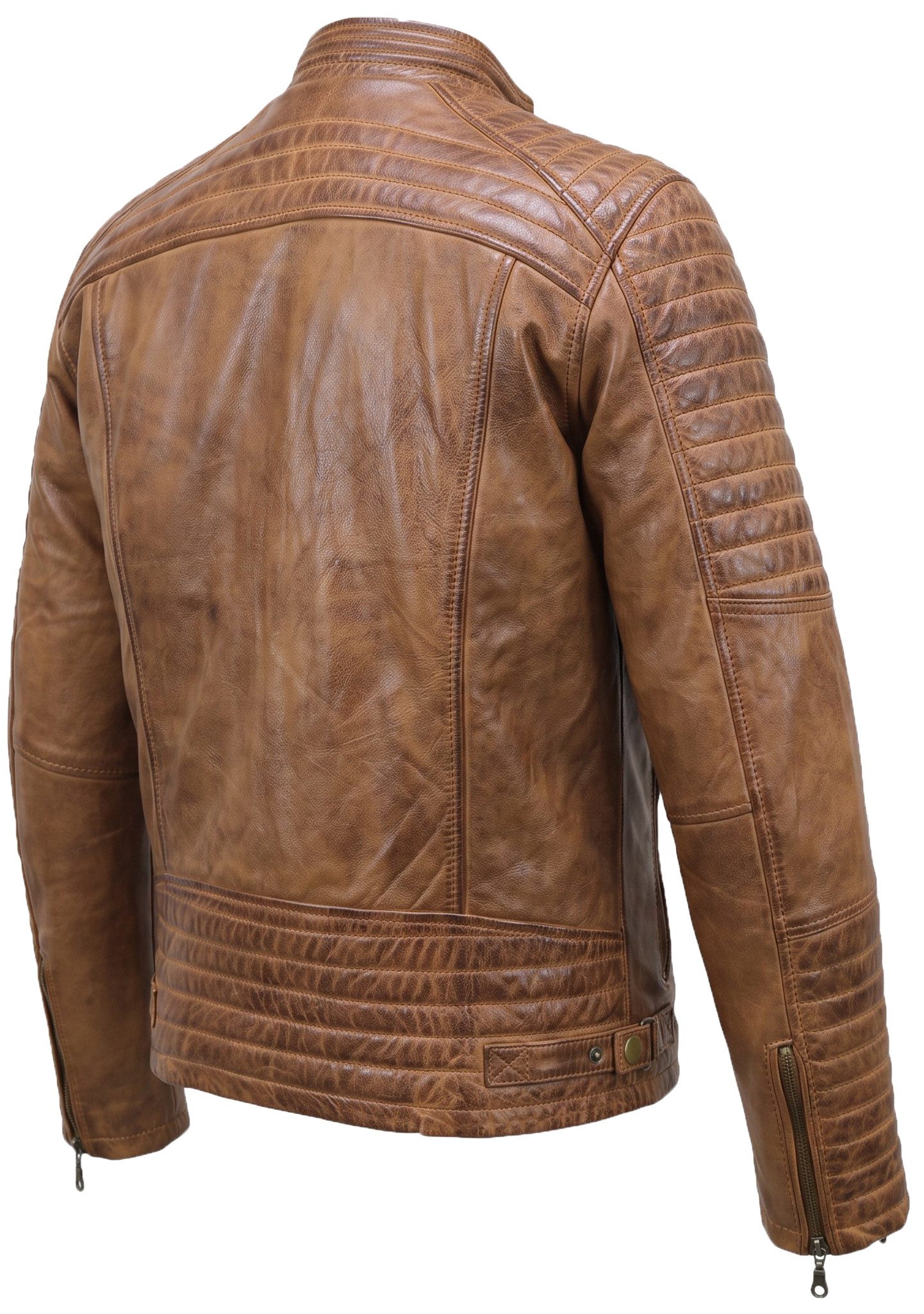 MDM Bikerjacke Herren Lamm Nappa Lederjacke Leichte Sommer Biker Lederjacke – Bild 3 von 5