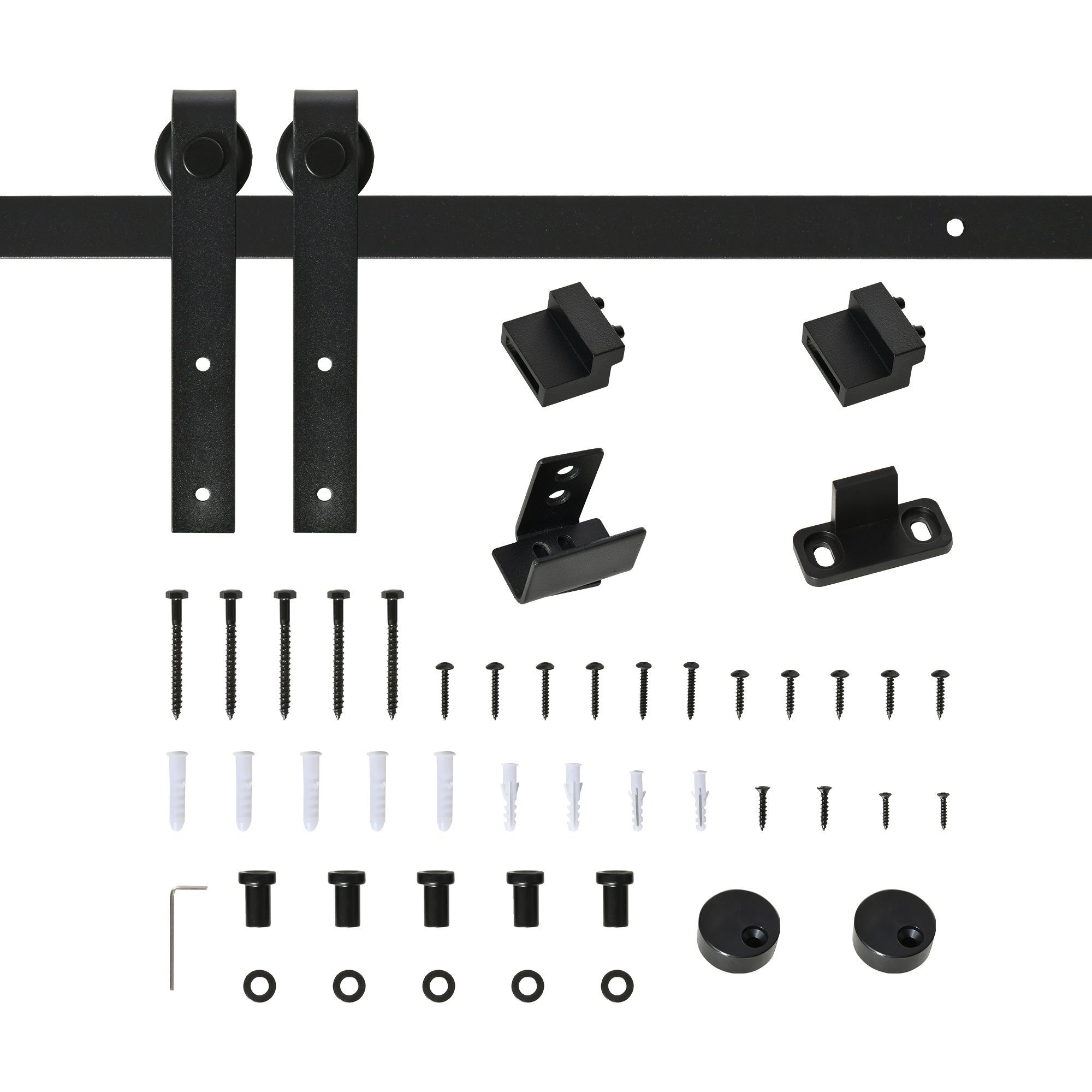 HOMCOM Türbeschlag Schiebetor (Set, 4 St., Schiebtürsystem), Laufschiene Einzelschiebetür Set Holzschiebetür Stahl