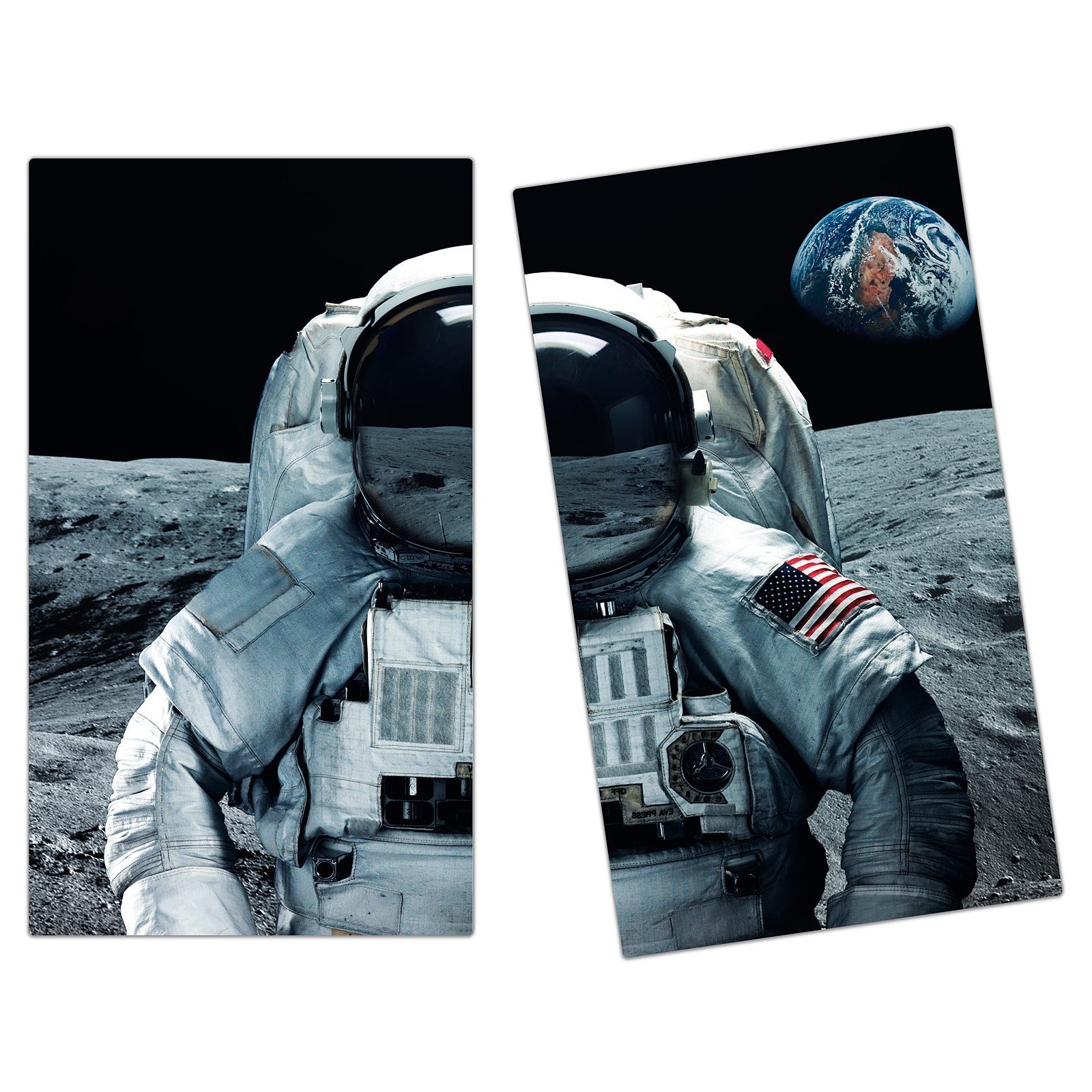 Primedeco Glas (2 Herd-Abdeckplatte Glas, Spritzschutz aus Herdabdeckplatte tlg) Astronaut,