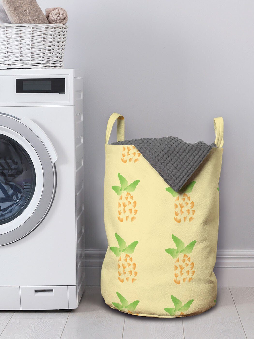 Wäschekorb Jahrgang Abakuhaus Waschsalons, Aquarell Griffen mit Kordelzugverschluss Ananas Wäschesäckchen für